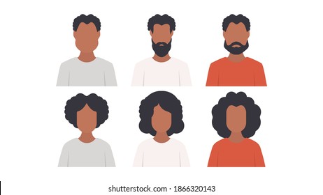 African American people set. Black people. Vector.