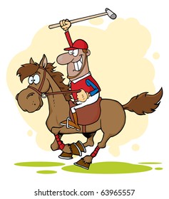 African American Polo Player Vector Illustration