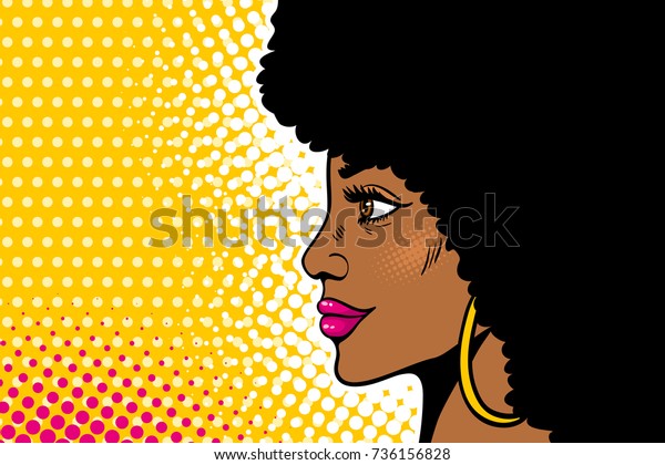 African American Pop Art Female Face Stock Vector Royalty Free