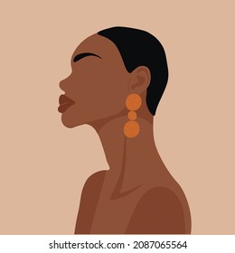 African American pretty girl. Female portrait. Black beauty concept. Vector Illustration of Black Woman. Great for avatars. Fashion, beauty