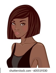 African American pretty girl portrait. Black beauty concept. Vector Illustration of Black Woman. Great for avatars.