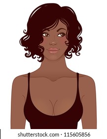 African American pretty girl. Vector Illustration of Black Woman. Great for avatars.