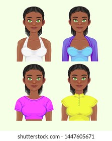 African American pretty girl. Vector Illustration. Great for avatars
