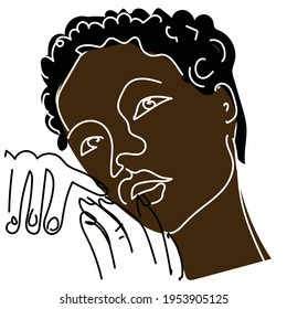 African American pretty girl. Vector sketches illustration. 