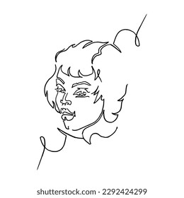African American pretty girl. Vector Illustration of Black Woman. Coloring book for adults. Face chart.