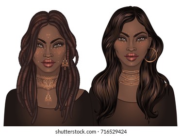 Royalty Free African American Woman Straight Hair Stock Images