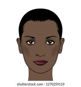 African American pretty girls. Black beauty concept. Female portrait. Vector Illustration of Black Woman. Great for avatars. Fashion, beauty.