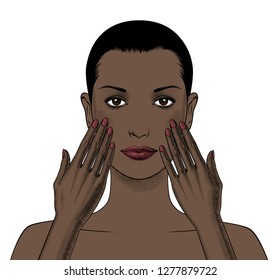African American pretty girls. Black beauty concept. Female portrait. Vector Illustration of Black Woman. Great for avatars. Fashion, beauty.