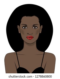 African American pretty girls. Black beauty concept. Female portrait. Vector Illustration of Black Woman. Great for avatars. Fashion, beauty.