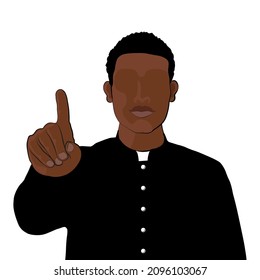 African American priest on white background. Vector illustration