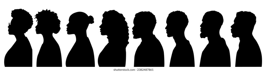 African American Profile. African Americans Silhouette. Black people vector