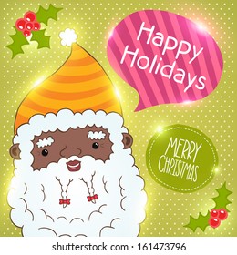 African american Santa Claus card