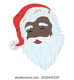 African american Santa head. Christmas vector illustration. 