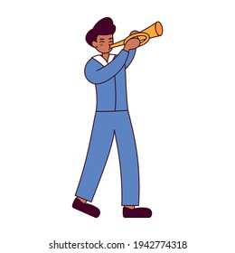 African American saxophonist. musician icon - Vector illustration