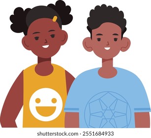 African american siblings. Black girl and boy portrait isolated on white background