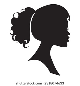 African American Side Silhouette with Curly Hair and Beautiful Face and Nose