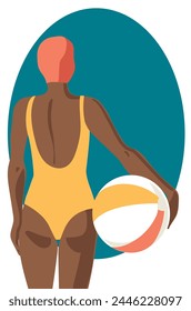 Mujer nadadora afroamericana para el deporte acuático, Ilustración vectorial