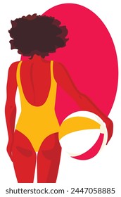 Mujer nadadora afroamericana para el deporte acuático, Ilustración vectorial