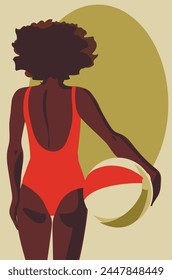 Mujer nadadora afroamericana para el deporte acuático, Ilustración vectorial