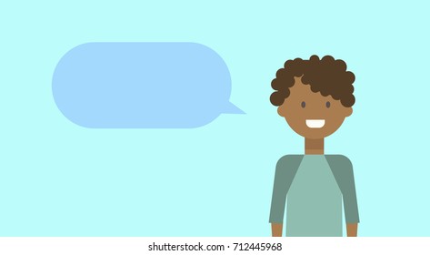 African American Teenage Boy Happy Smiling With Chat Bubble Young Man Diverse Vector Illustration