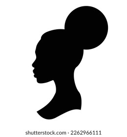 African american woman with afro hair style icone. Vector icon for beauty industry. 