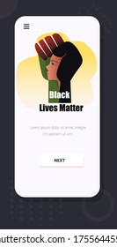 african american woman against racial discrimination black lives matter concept social problems of racism smartphone screen copy space portrait vertical vector illustration