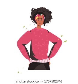 african american woman against racial discrimination black lives matter concept social problems of racism portrait vector illustration