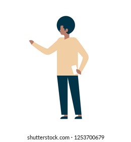 african american woman character standing pose female white background full length cartoon flat