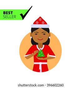 African American woman with Christmas tree