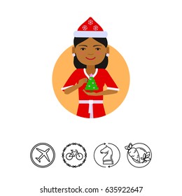 African American woman with Christmas tree
