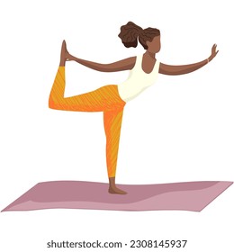 African american woman does yoga vector icon