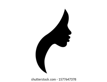 African American Woman Face Profile. Women Profile Silhouette On The White Background. Vector Illustration Isolated 