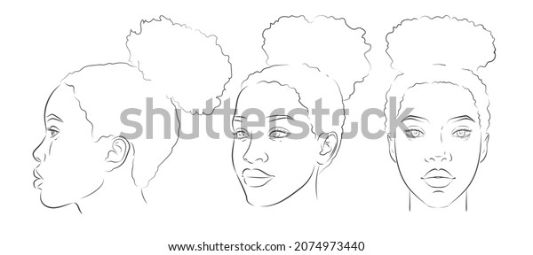 African American Woman Face Set Darkskinned Stock Vector (royalty Free 