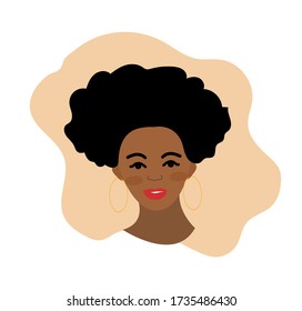 African american woman flat style. Afro girl isolated on a white background. Vector illustration