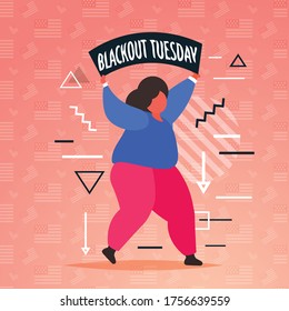 african american woman holding black lives matter banner awareness campaign against racial discrimination of dark skin color support for equal rights of black people full length vector illustration