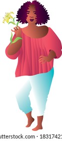 African American woman with a Lily flower