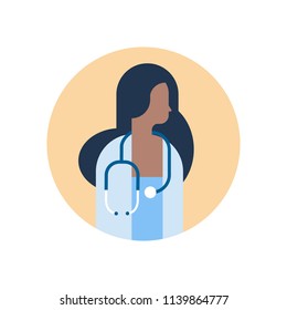 afrique-américaine, médecin-médecin, stéthoscope icône portrait d'une femme avatar concept de santé illustration vectorielle à plat : image vectorielle de stock