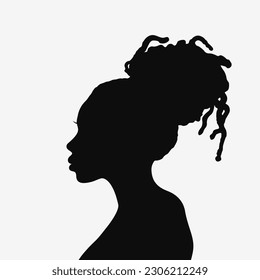 African American woman profile. Black silhouette. Vector illustration