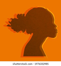 African american woman in profile, vector illustration. Female face