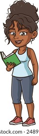 African american woman reading book vector illustration