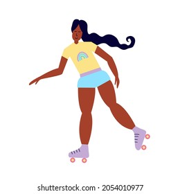 African American Woman Roller Skating Body Stock Vector (Royalty Free ...