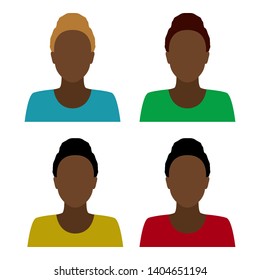 African American woman. Set of abstract female avatars. Vector.