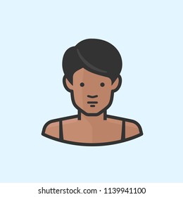 African American woman with short hair and tanktop