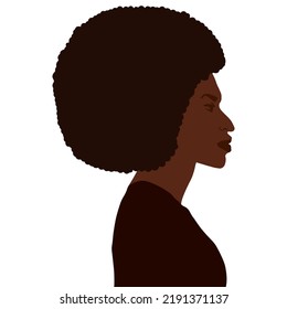 African american woman side view portrait with afro hairstyle vector art illustration isolated