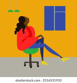 African american woman sitting on sofa in living room