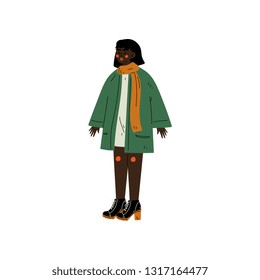 African American Woman Wearing Casual Clothes, Female Character Loving Her Body, Self Acceptance, Beauty Diversity, Body Positive Vector Illustration