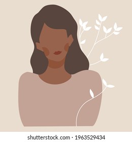 African American woman in yellow background flat art vector illustration