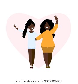 African American women of active life stance embraced and enjoy life.