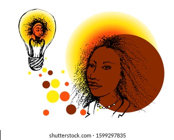 African American Women is an asset to the world. They celebrate Black History Month for the accomplishments of their work (ideas, business innovations and success). Drawn by hand, vector illustration