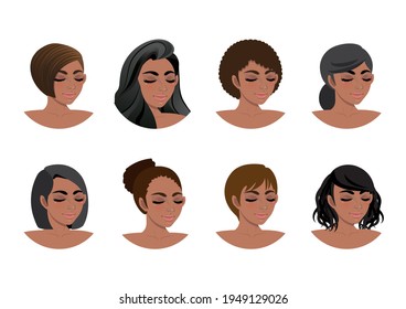 African American Women Hair Styles Collection Stock Vector (Royalty ...